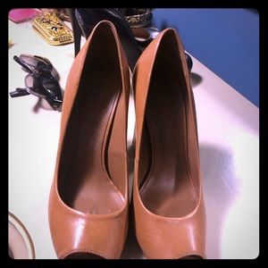 Tory Burch peep toe block heels pumps